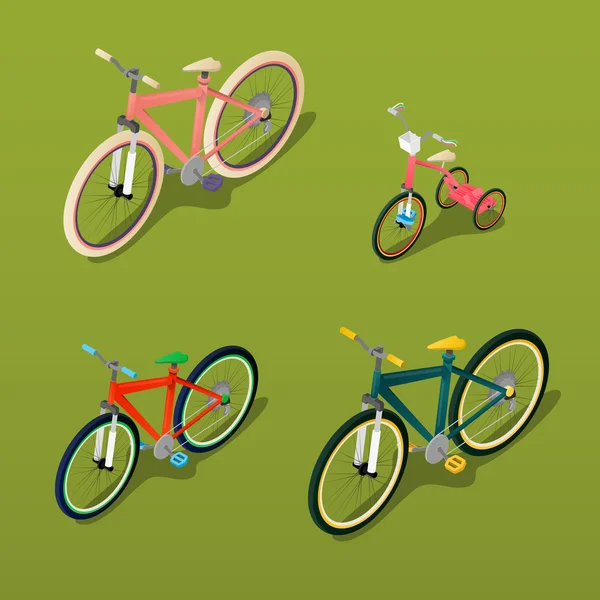 Isometric Bicycle. Vélo de ville, vélo pour enfants. Illustration vectorielle — Image vectorielle