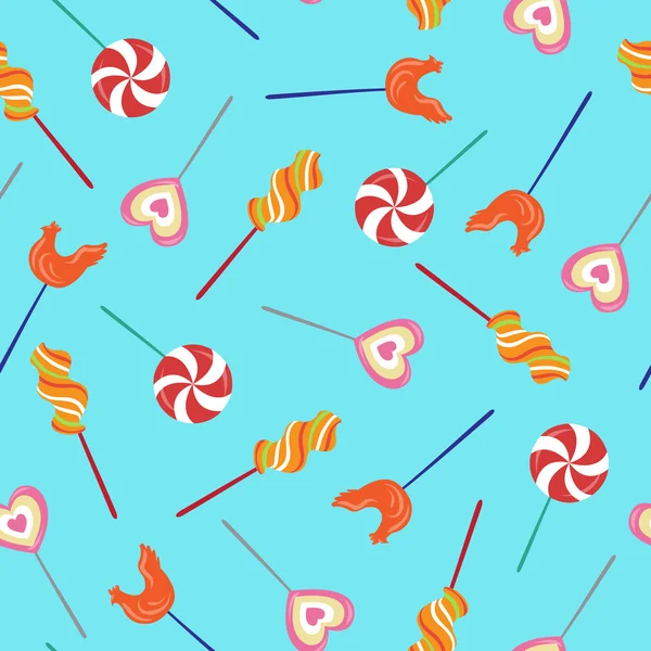Lollipops coloridos padrão sem costura. Feliz Aniversário. Ilustração vetorial — Vetor de Stock