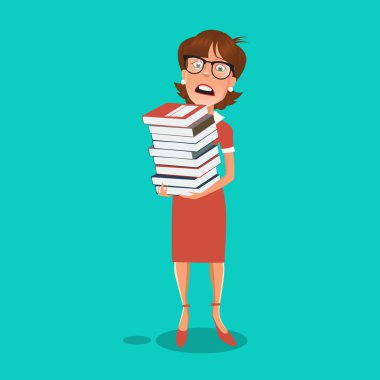 İş kadını ile Office belgelerinde vurguladı. Vektör çizim