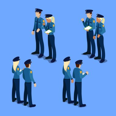 İzometrik insanlar. Polis ve polis iş başında