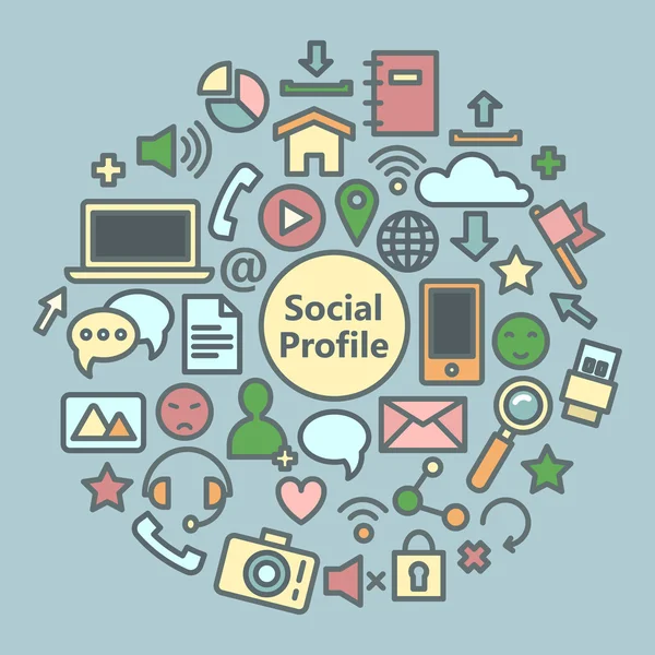 Social Media Icons Set. Simboli di rete — Vettoriale Stock