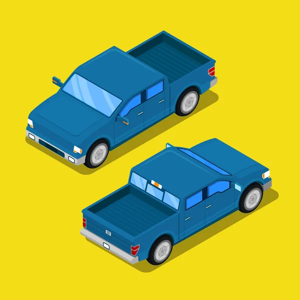 Isometrische offroad pick-up auto in retro stijl. Vector illustratie — Stockvector