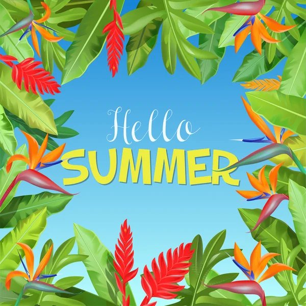 Vacances d'été Arrière-plan avec feuilles de palmier. Illustration vectorielle — Image vectorielle