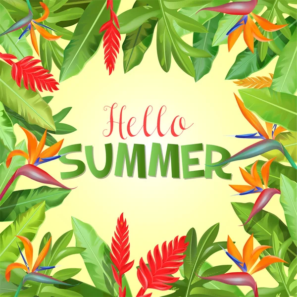 Vacances d'été Arrière-plan avec feuilles de palmier. Illustration vectorielle — Image vectorielle