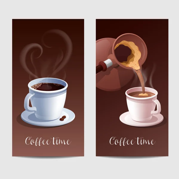 Кава-банер з чашкою кави і серцем формі парою. Векторна ілюстрація — стоковий вектор
