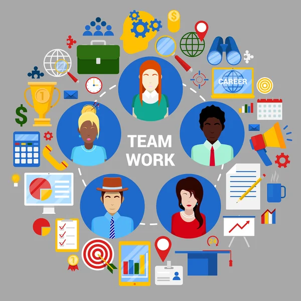 Team Work Creative Planning Strategy Corporate Business. Vector illustration — Stok Vektör