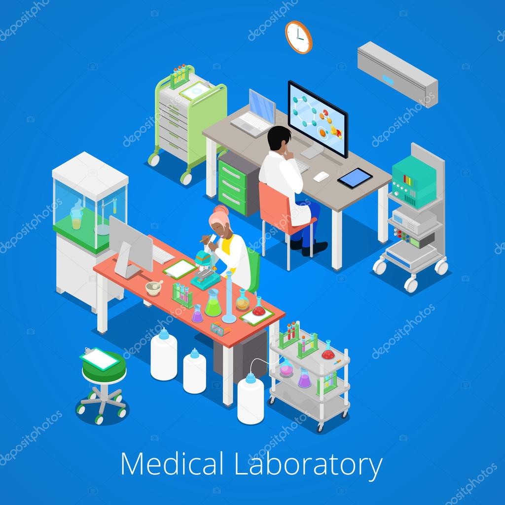 Isometric Laboratory Analysis With Medical Staff And - 