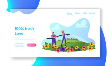 Bahçe İşleri, Çiçeklerin Bakımı, Mevsimsel Etkinlik İniş Sayfası Şablonu. Bahçıvan Sulama Karakteri