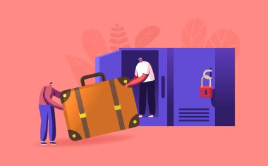 Bagajda Büyük Çantalı Minik Gezginler Çantayı Havalimanı 'ndaki ya da Süpermarketteki Dolaba Koydular. Bagajlı karakterler