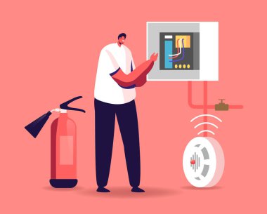 Yangın, Enerji ve Elektrik Güvenliği Konsepti. Foreman Elektrik İnceleme Taslak veya Kontrol Panelinde Ölçüm Voltajı