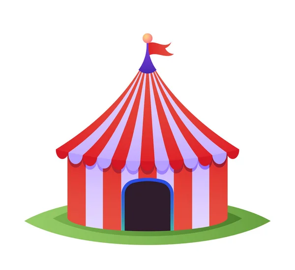 Circus Top Tent for Carnival with Red Stripes, Vintage Marquee Dome for Performance and Show. Развлечения — стоковый вектор