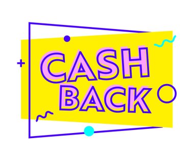 Geometrik Şekiller ve Çizgiler ile Banner 'ı Nakit Geri Al. Doğrusal Semboller, Typography, Para iadesi ile Nakit Teklif