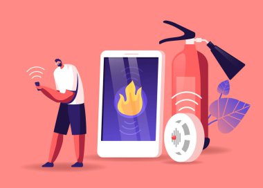 Elektronik Aygıt Akıllı Telefonu 'ndaki Akıllı Kontrol Sistemi' nden Yangın Kazasıyla İlgili Erkek Karakter Bildirimi Al