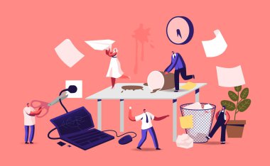 Kaos Ofisi İş Yerindeki Endişeli Karakterler. Son teslim tarihi Başarısızlık, Çalışan Öfkeli İşçiler Acele Edin