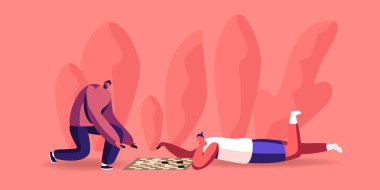 Dost Erkek Karakterler Tahta Saha 'da Dama Oynuyor. Tahta Oyunları Zeka Eğlencesi, Hobi