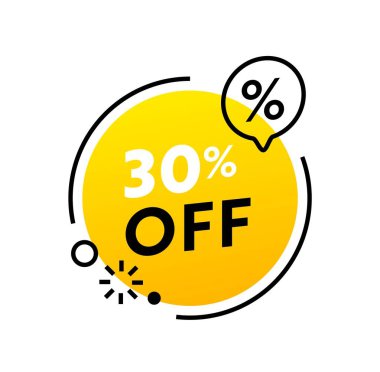 Yüzdelik İşaretli Etiketsiz Fiyat, İndirimli Ürkütücü Biçim Sarı Çember Şekli ve Doğrusal Elementlerin Tanıtımı