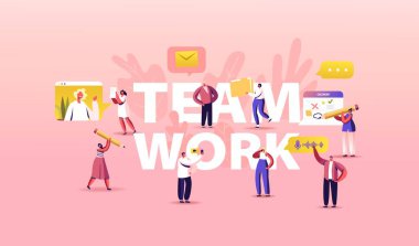 Takım Çalışması Konsepti. İş Adamları Takım İşbirliği, Büro Çalışanları Toplu Çalışma, Ortaklık İş Toplantısı