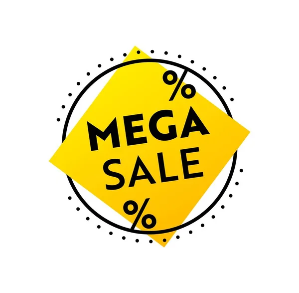Mega Sale Banner ή Ετικέτα για την προώθηση διαφήμισης Digital Social Media Marketing. Έκπτωση Hot Offer, Σαββατοκύριακο Αγορές — Διανυσματικό Αρχείο