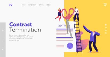 Sözleşmeli İniş Şablonu Sonlandırıldı. İptal, Anlaşma Sonlandırma. Küçücük Karakterler Devasa Kağıt Sayfaları Kesiyor