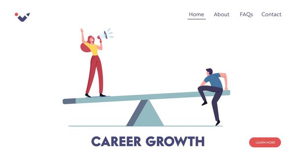 Мбаппе в работе, ценности равенства и сравнение Landing Page Template. Крошечные персонажи балансируют на огромных сиськах