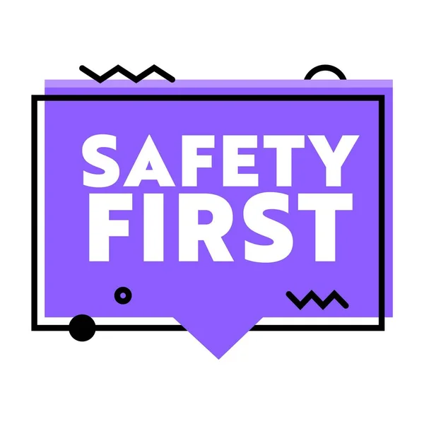 Safety First Banner. Zero Accident Trendy Graphic Element im linearen Stil isoliert auf weißem Hintergrund. Sicherheitssymbol — Stockvektor