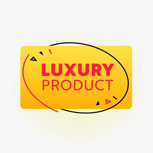 Banner de productos de lujo, anuncio de producción certificado, póster comercial en estilo de moda con formas lineales en blanco — Vector de stock
