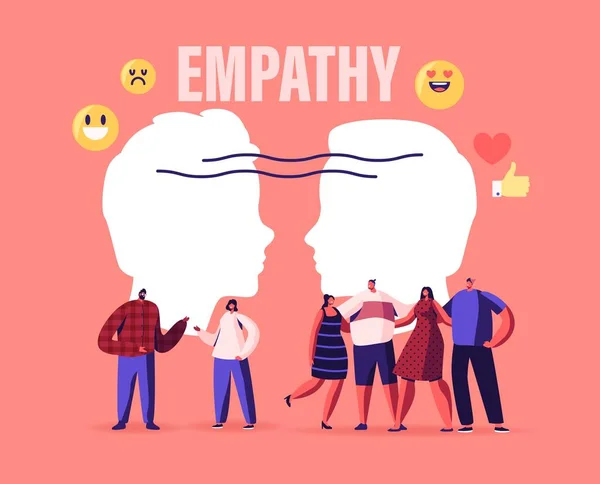 Man en vrouw Karakters Toon empathie, emotionele intelligentie concept. Communicatievaardigheden, redenering en overreding — Stockvector