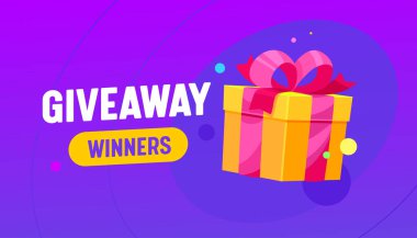 Hediye Kutusu, Tanıtım Yarışması, Rekabet ve Ücretsiz Ödülle Kazananlar Pankartı. Tatiller ve Alışveriş Hediyesi