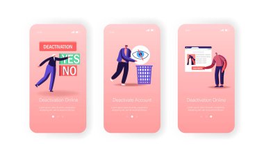 Sosyal Hesap Pasifleştirme Mobil Uygulama Sayfası Ekran Şablonu. Dev Web Sayfası Silme Bilgilerindeki Küçük Karakterler