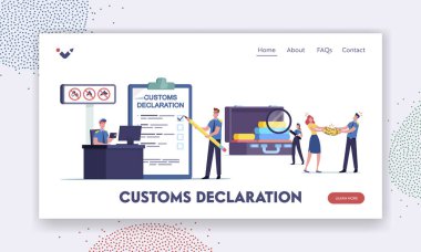 Havaalanı Güvenliği İniş Şablonu. Gümrük İlanı dolduran Küçük Gümrük Memurları Yolcu Bagajını Kontrol Ediyor