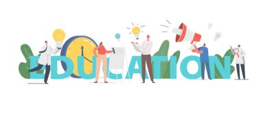 Eğitim Konsepti. İnsanlar Bilgi Topluyor, Erkek Karakterler Üniversite veya Kolejde Öğreniyor, Öğrenciler ve Öğretmenler