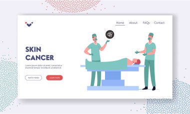 Melanoma, Karsinom Tedavi İniş Sayfası Şablonu. Cerrah Karakterleri Hastanede Deri Kanserini Çıkartıyor