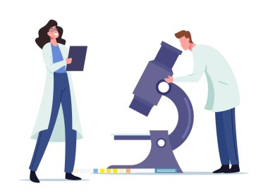 Hastanede ya da Klinik Laboratuvarında Hastalık Kontrolü için İdrar Testi. Minik Doktorlar İdrar örneğini araştırıyor