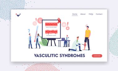 Vaskülitik Sendromlar İniş Sayfa Şablonu. Damarlar iltihaplanmış, Rosacea Vaskülit. Doktor Karakterleri Hastayı Kontrol Et