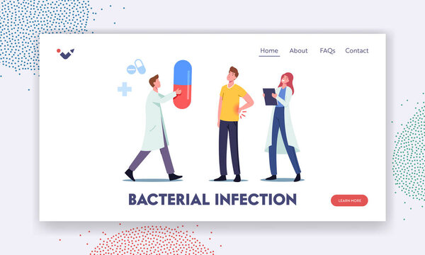 Painful Kidneys Bacterial Infection Pyelonephritis Symptoms Landing Page Template. Male Patient Visiting Nephrologist