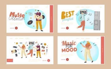 Gençler Parça Listesi İniş Şablonu Ayarını Dinliyor. Kulaklık Karakterleri Ses Kompozisyonu Keyifli