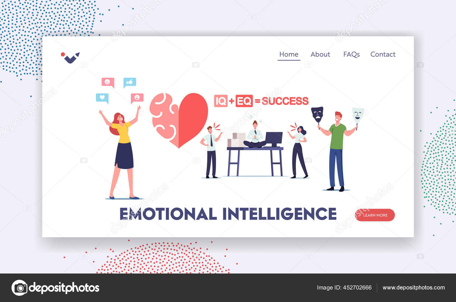Emotional Intelligence Landing Page Template Iq And Eq Concept Characters Show Empathy Communication Skills Vector Image By C Vectorlab Vector Stock