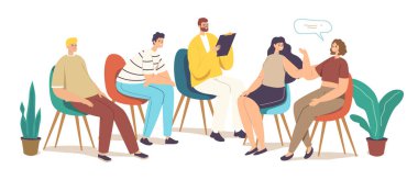 Grup Terapisi Tedavi Konsepti. Psikolog Psikoterapist Seansı Karakterleri Danışmanı