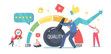 Küçük İşadamı Karakteri Seviye Kalitesini Artırmak İçin Büyük Kolu Çekin, Memnun Müşteri Değerlendirme Hızı