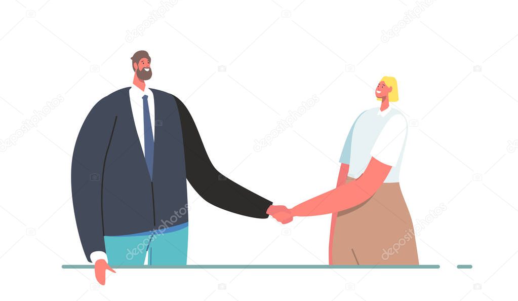 Business Partners Agreement, Gender Sex Equality, Deal Partnership Concept. Business People Man and Woman Meeting