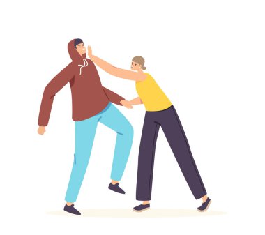 Caddede Kadın Soyguncunun Yüzüne Vuruyor Ya da Saldırıda Yaşamı Koruma Antrenörü İle Savunma Eğitimi