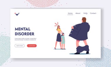 Zihinsel Bozukluk İniş Şablonu. Cinsel Bozukluk. Ana Karakter Çocuk Gözlerinin Kapağı Sergicilerden Korunuyor