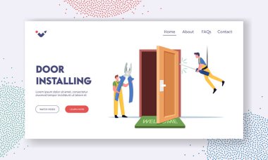 Marangozlar, Tamirciler, Aletler Kapı İniş Şablonu ile çalışır. Usta Erkek Karakterler Kapı Aracı