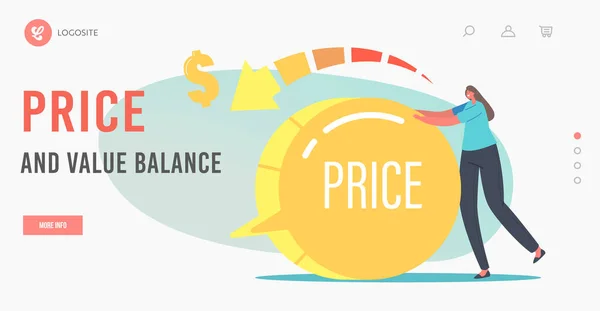 Preço e Valor Equilíbrio Landing Page Template. Satisfação dos clientes com o custo e o valor do produto. Oferta de Compras — Vetor de Stock