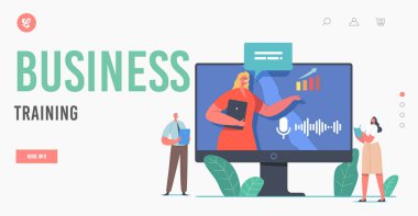 Çevrimiçi Konferans, İş Eğitimi, Seminer İniş Sayfa Şablonu. Eğitmen Karakteri Sanal Finansal Danışmanlık