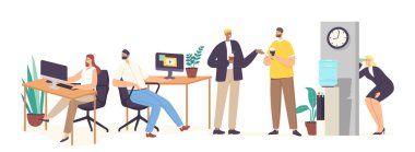 Kadın Kulak Misafiri Karakteri Kupa 'yı kullanarak Duvar' ı dinliyor. Meraklı Ofis Kadını Meslektaşlarına Casusluk, Kulak misafiri