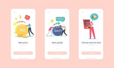 En İyi Fiyat Mobil Uygulama Sayfası Ekran Şablonu. İşadamı Karakteri Seviye Kalitesini Artırmak İçin Büyük Kolu Çek