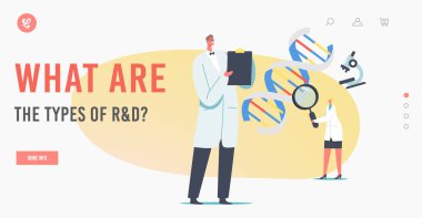 Laboratuvar Araştırma ve Geliştirme İniş Şablonu. Tıp Teknolojisi Genetik Testi. DNA ile çalışan bilim adamları