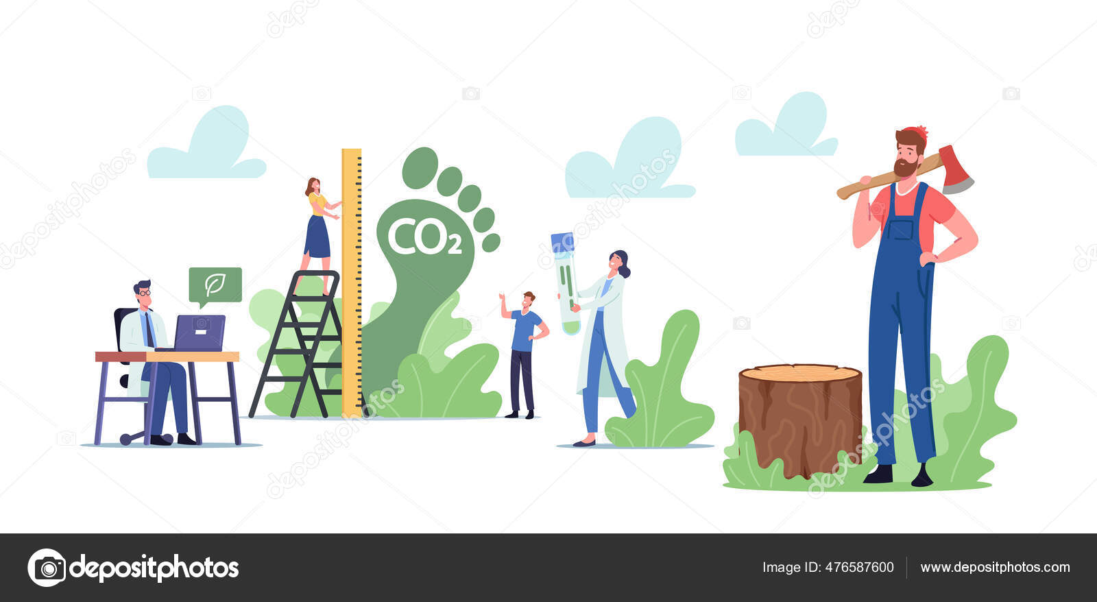 Carbon Footprint. Tiny Characters Measure Co2 Emission Pollution Amount in Air. Dioxide Greenhouse Gases, Climate Change Stock Vector Image by ©vectorlab #476587600 Carbon Footprint. Tiny Characters Measure Co2 Emission Pollution Amount in Air. Dioxide Greenhouse Gases, Climate Change Stock Vector Image by ©vectorlab #476587600