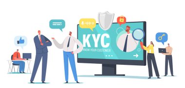 KYC, Know Your Customer Concept, Business Verifying of Clients Identity or Suitability, Businesspeople Learning Customer clipart